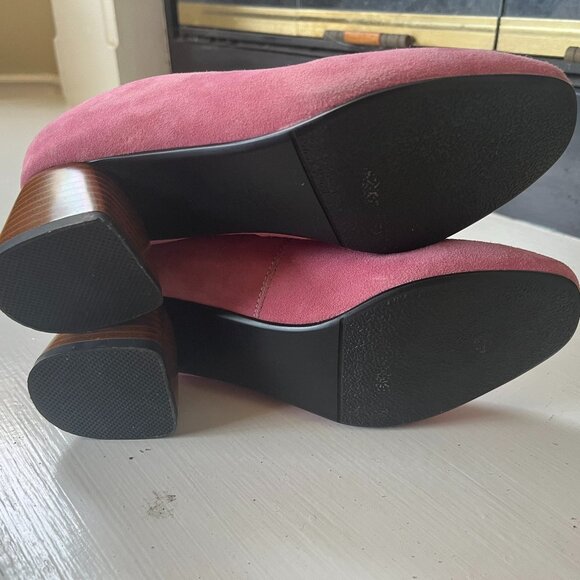Women Dusty Pink Suede Round Toe Mid Heels Size 5 / 35 - Picture 4 of 4